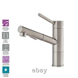 KRAUS Geo Axis Single-Handle Pull-Out Sprayer Kitchen Faucet in Stainless Steel