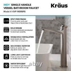 KRAUS Vessel Sink Faucet 10.88 Brass Single Handle Spot Free Stainless Steel