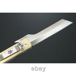 Kanetsune Brushed Linerlock Folding Knife 2.83 AUS-8 Steel Blade Brass Handle