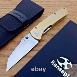 Kansept Knives Main Liner Folding Knife 3.36 154CM Steel Blade Brass Handle