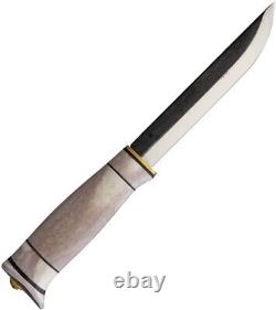 Kellam PoleStar Fixed Knife 5 Carbon Steel Blade Brass Reindeer Antler Handle