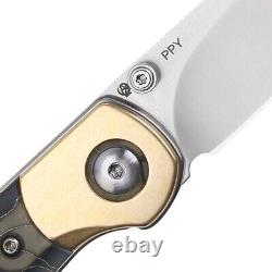 Kizer Cutlery PPY Folding Knife 3.26 S35VN Steel Drop Blade Brass/Raffir Handle