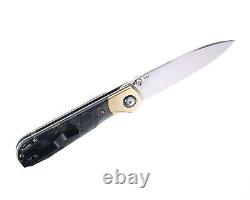 Kizer PPY Folding Knife Black Raffir/Brass Handle S35VN Plain Edge Ki3587A1