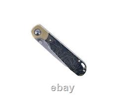 Kizer PPY Folding Knife Black Raffir/Brass Handle S35VN Plain Edge Ki3587A1
