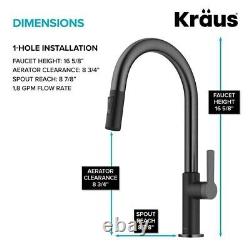 Kraus Oletto KPF-2820MBSFSB Kitchen Faucet In Matte Black/Black Stainless Steel