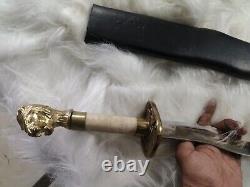 LARP Sword 37 Long with Brass Guard and lion pommel Brass scabbard