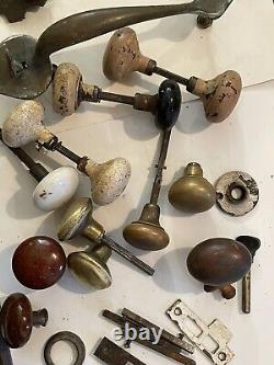 Large lot of antique vintage door hardware back plates knobs handles 43 Pieces