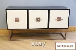 Liang & Eimil Noma 9 Sideboard In Beige Leather & Bronze Brushed Stainless Steel