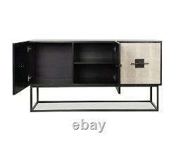 Liang & Eimil Noma 9 Sideboard In Beige Leather & Bronze Brushed Stainless Steel