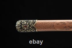 Luxury Copper SAYA Tang SwordForged Folded Steel Clay Tempered Saber Knife