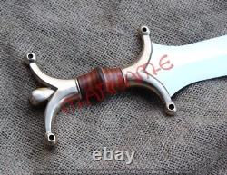 Mae 25custom Handmade D2 Steel Viking Sword Brass & Leather Handle, Sheath