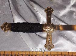 Martinist Masonic Sword PAPUS design brass Heavy handle straight blade 21 long