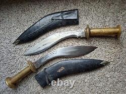 Matching set of Brass handle Royal Guard Kukri or Khukuri with scabbards