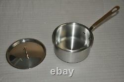 Mauviel 1830 Stainless Steel with Brass Handle 2-quart Sauce Pan with Lid NEW