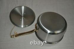 Mauviel 1830 Stainless Steel with Brass Handle 4-quart Sauce Pan with Lid NEW