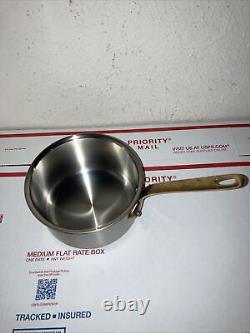 Mauviel 1830 stainless steel saucepan pot cookware brass handle 1.3 qt. 6