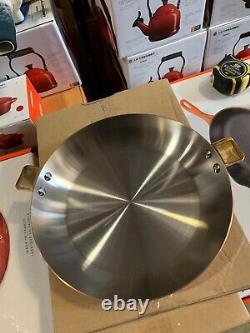 Mauviel Art Deco Copper & Stainless Steel Round Pan With Brass Handles, 10.2-In