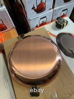 Mauviel Art Deco Copper & Stainless Steel Round Pan With Brass Handles, 10.2-In
