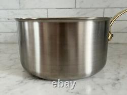 Mauviel M'Cook Stainless Steel 8 in 3.6 Quart Saucepan Brass Handle