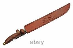 Medieval Damascus Steel Blade Brass Wood Handle 21.5 inch Saber Sword