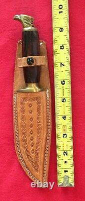 Mexican Brass Eagle Knife Cocobolo Handle Custom Tooled Sheath-etched Blade