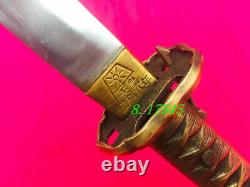 Military Japanese Army Nco. Sword Samurai katana Saber Brass Handle Leather Saya