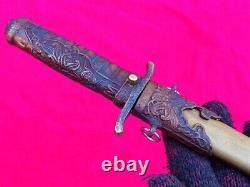 Military Japanese Navy Short Sword Dagger Ninja Tanto Blade Brass Handle Sheath