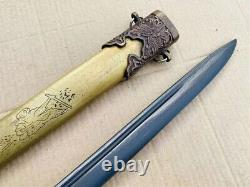 Military Japanese Navy Sword Dagger Samurai Ninja Tanto Signed Brass Saya Handle