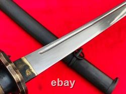 Military Japanese Sword Samurai Katana Saber Groove Blade Brass Handle With Number