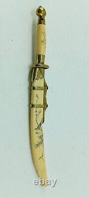 Mini samurai sword letter opener antique brass handle and 1920s plastic