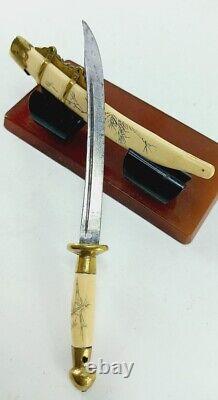 Mini samurai sword letter opener antique brass handle and 1920s plastic