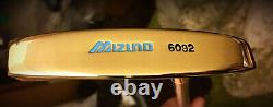 Mizuno 6092 Brass Putter 35 Rh/ Leather Grip/ Bullseye Flange Style/ Excellent