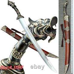Mongolian Dao Brass Handle Dragon Sword Chinese Folded Steel Cavalry Saber Knife