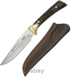 Muela Rebeco Fixed Knife 4.5 Stainless Steel Full Tang Blade Stag/Brass Handle