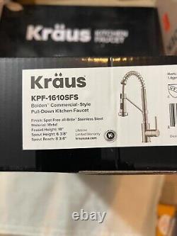 NIB, Kraus KFF-1610SFS Bolden 2-in-1 Commercial Style Pull-Down Single Handle Kit