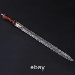 Nadeem Industry 38 Custom Handmade Damascus Steel Viking Sword Brass Slip Blade