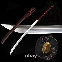 Nagamaki 117cm JP Naginata Katana Sword Brass Tsuba Full Tang Black Sharp