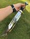 New 5160 Steel Handmde Rambo Bowie Knife With Horn & Leather Handle Brass Guard