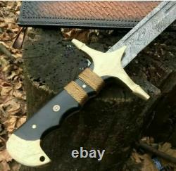 New Custom Handmade Damascus Steel Ertugrul Scimitar Sword with Micarta Handle