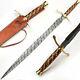 New Custom Handmade Damascus Steel Sword With Wood & Brass Guard Handle