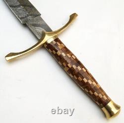 New Custom Handmade Damascus Steel Sword With Wood & Brass Guard Handle