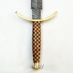 New Custom Handmade Damascus Steel Sword With Wood & Brass Guard Handle #MR