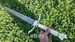 New Custom Handmade Damascus Steel Viking Sword Bone Handle
