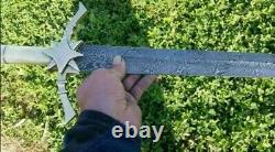 New Custom Handmade Damascus Steel Viking Sword With Bone Handle
