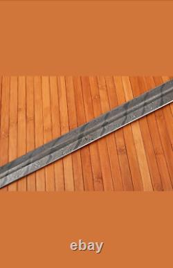 New Custom Handmade Damascus Steel Viking Sword with Wooden Handle