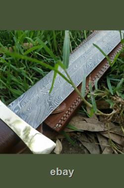 New Custom Handmade Medieval Damascus Steel Viking Sword with Wooden Handle