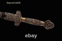 Nice Brass Handle Chinese Dragon Sword Forged Folded Steel Blade Knife