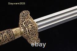 Nice Brass Handle Chinese Dragon Sword Forged Folded Steel Blade Knife