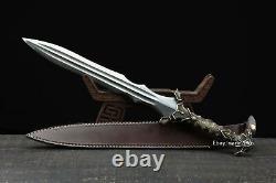 Nice Brass Handle Double-edged Sword Sharp Damascus Folded Steel Battle Ready
