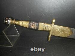 OLD NICE TUAREG KNIFE, 1950s, EBONY&BRASS HANDLE, FORGE MARKS, AFRICAN DAGGER